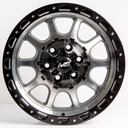 Rin 15 7 6X139.7 Ms 1855 BLACK MACHINE FACE+CHROME RIVETS ET-5 CB66.1