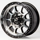 Rin 15 7 6X139.7 Ms 1855 BLACK MACHINE FACE+CHROME RIVETS ET-5 CB66.1