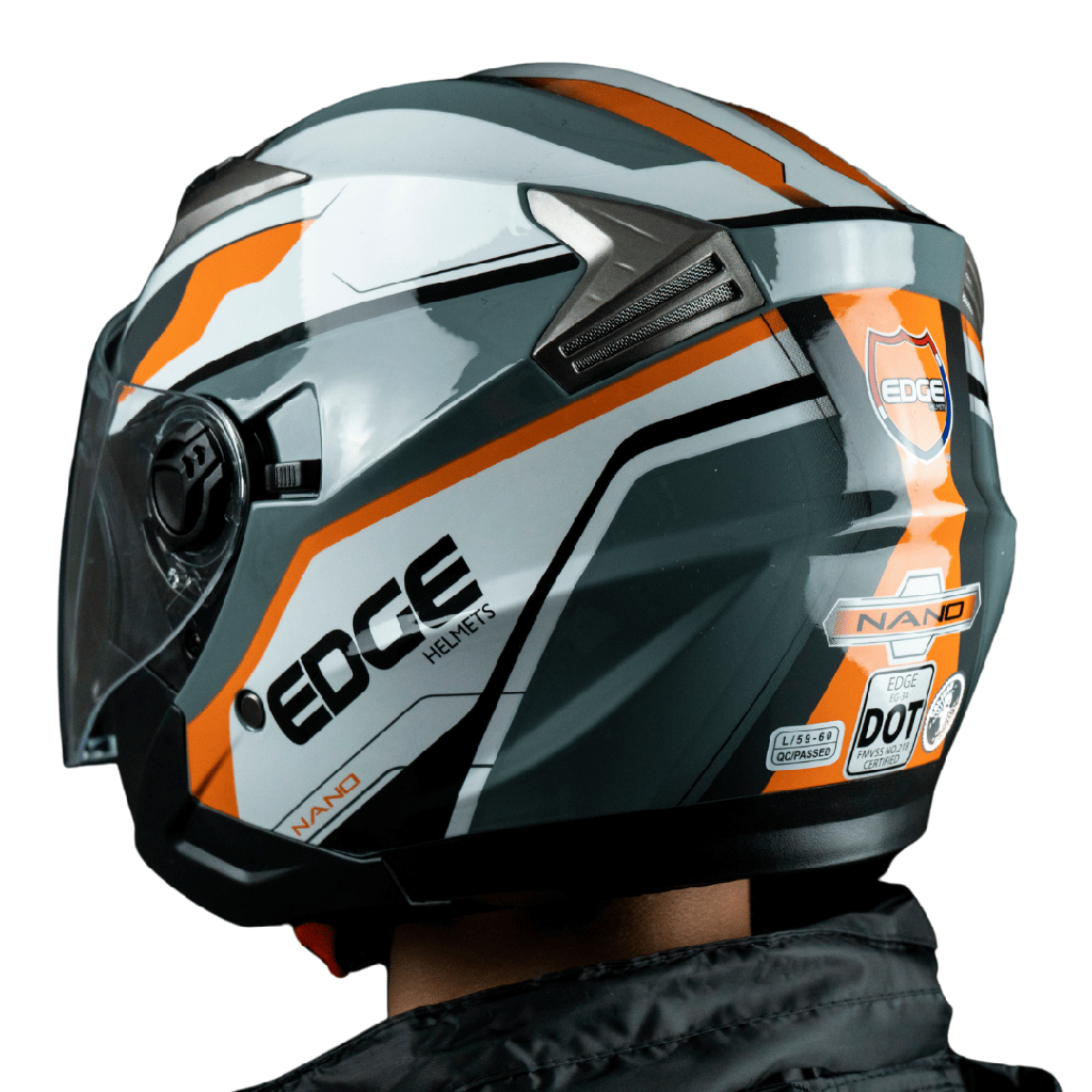 CASCO JAGUAR SEMI INTEGRAL NANO NEGRO NARANJA BRILLANTE XL