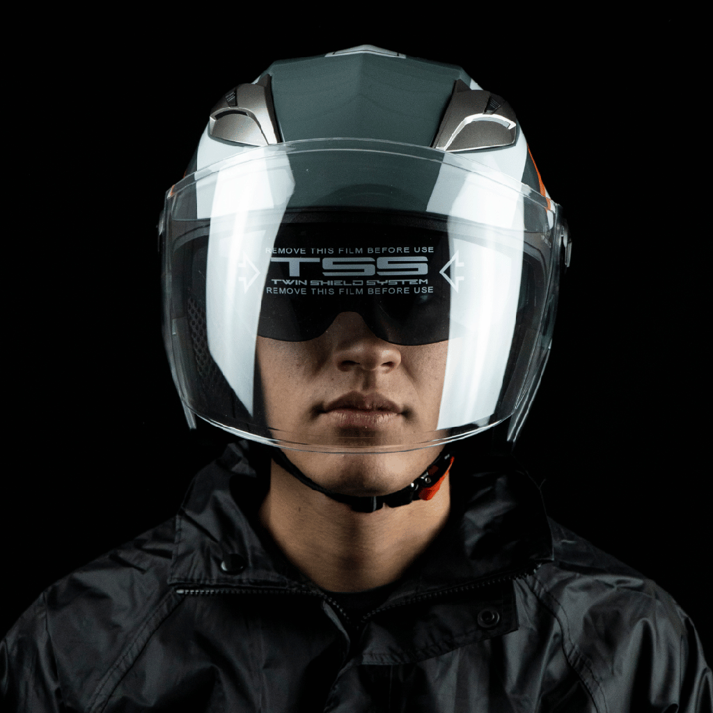 CASCO JAGUAR SEMI INTEGRAL NANO NEGRO NARANJA BRILLANTE XL